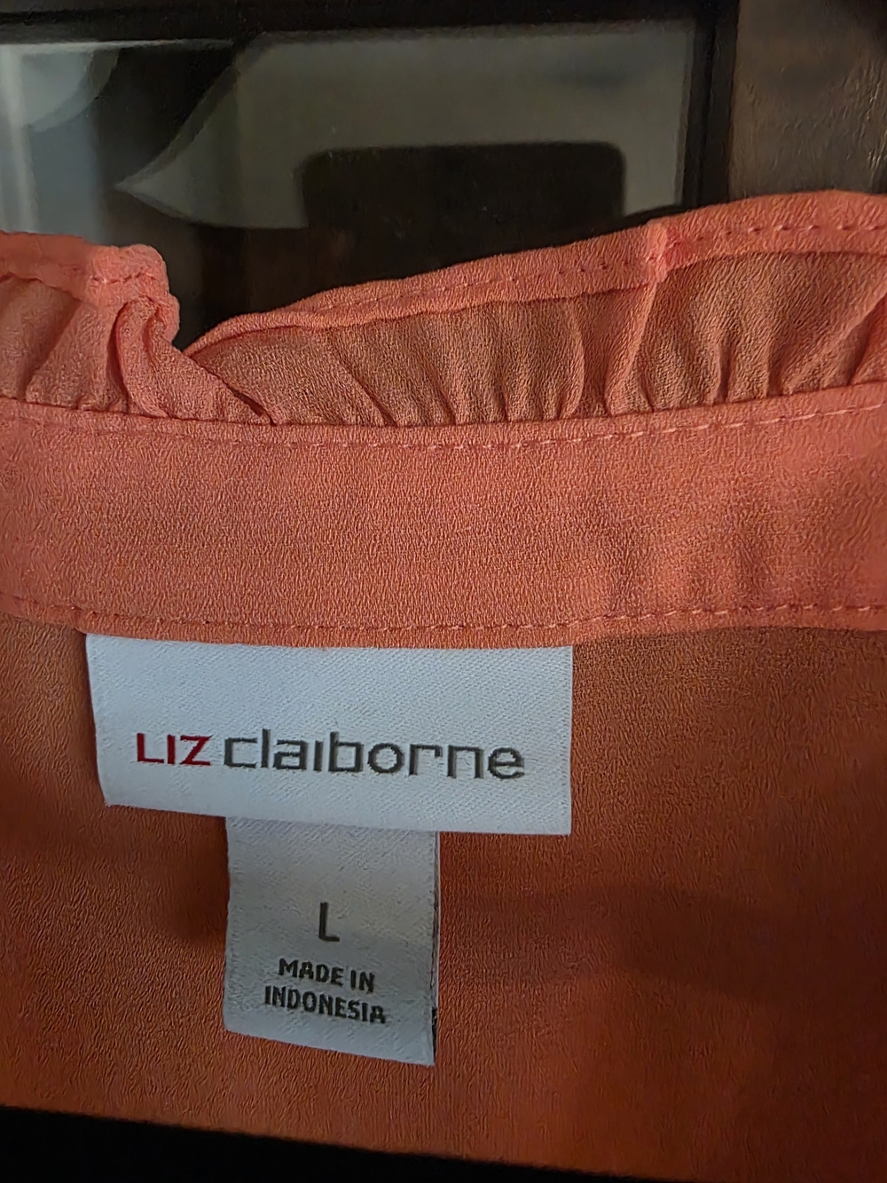 Coral Ruffled Cap Sleeve V-Neck Blouse - Picture 2 of 4